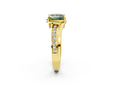 Yellow gold Fancy Green Princess  Solitaire Diamond Ring with Split Shank and Prong Setting_19