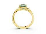 Yellow gold Fancy Green Princess  Solitaire Diamond Ring with Split Shank and Prong Setting_20