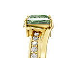 Yellow gold Fancy Green Princess  Solitaire Diamond Ring with Split Shank and Prong Setting_22