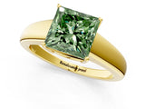 Yellow gold Fancy Green Princess  Solitaire Diamond Ring with Tapered Band and Four-Prong Setting_53