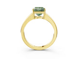 Yellow gold Fancy Green Princess  Solitaire Diamond Ring with Tapered Band and Four-Prong Setting_55