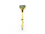 Yellow gold Fancy Green Princess  Solitaire Diamond Ring with Thin Band and Four-Prong Setting_2