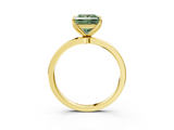 Yellow gold Fancy Green Princess  Solitaire Diamond Ring with Thin Band and Four-Prong Setting_3