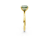 Yellow gold Fancy Green Princess  Solitaire Diamond Ring with a Classic Band and Four-Prong Setting 2