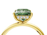 Yellow gold Fancy Green Princess  Solitaire Diamond Ring with a Classic Band and Four-Prong Setting 4