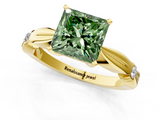 Yellow gold Fancy Green Princess  Solitaire Diamond Twisted Band with Four-Prong Setting_1