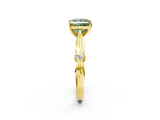 Yellow gold Fancy Green Princess  Solitaire Diamond Twisted Band with Four-Prong Setting_2