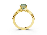 Yellow gold Fancy Green Princess  Solitaire Diamond Twisted Band with Four-Prong Setting_3