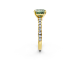 Yellow gold Fancy Green Princess  Solitaire Diamond with Pavé Band and Four-Prong Setting_2