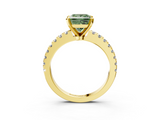 Yellow gold Fancy Green Princess  Solitaire Diamond with Pavé Band and Four-Prong Setting_3