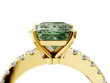 Yellow gold Fancy Green Princess  Solitaire Diamond with Pavé Band and Four-Prong Setting_4
