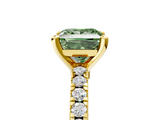 Yellow gold Fancy Green Princess  Solitaire Diamond with Pavé Band and Four-Prong Setting_5