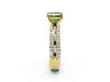 Yellow gold Fancy Green Princess  Solitaire Diamond with Pave and Channel Set Band_2