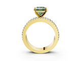 Yellow gold Fancy Green Princess  Solitaire Diamond with Pave and Channel Set Band_3