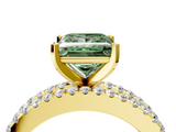Yellow gold Fancy Green Princess  Solitaire Diamond with Pave and Channel Set Band_4