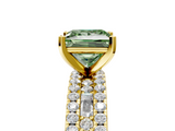 Yellow gold Fancy Green Princess  Solitaire Diamond with Pave and Channel Set Band_5