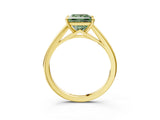 Yellow gold Fancy Green Princess  Solitaire Engagement Ring with Four-Prong Setting and Classic Band 4