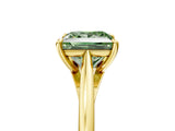 Yellow gold Fancy Green Princess  Solitaire Engagement Ring with Four-Prong Setting and Classic Band