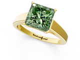 Yellow gold Fancy Green Princess  Solitaire Engagement Ring with Four-Prong Setting and Tapered Band_4