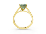 Yellow gold Fancy Green Princess  Solitaire Engagement Ring with Four-Prong Setting and Tapered Band_6