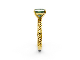 Yellow gold Fancy Green Princess  Solitaire Engagement Ring with Scrollwork Band and Four-Prong Setting_2