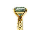 Yellow gold Fancy Green Princess  Solitaire Engagement Ring with Scrollwork Band and Four-Prong Setting_5