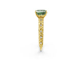 Yellow gold Fancy Green Princess  Solitaire Floral Milgrain Engagement Ring_33