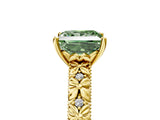 Yellow gold Fancy Green Princess  Solitaire Floral Milgrain Engagement Ring_36