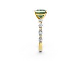 Yellow gold Fancy Green Princess  Solitaire Marquise Side Stone Prong Setting Ring_2