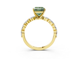 Yellow gold Fancy Green Princess  Solitaire Marquise Side Stone Prong Setting Ring_3