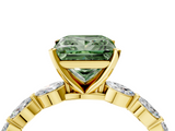Yellow gold Fancy Green Princess  Solitaire Marquise Side Stone Prong Setting Ring_4