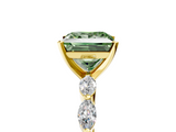 Yellow gold Fancy Green Princess  Solitaire Marquise Side Stone Prong Setting Ring_5