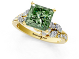 Yellow gold Fancy Green Princess  Solitaire Marquise Twist Band with Six-Prong Setting_1