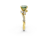 Yellow gold Fancy Green Princess  Solitaire Marquise Twist Band with Six-Prong Setting_2