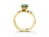 Yellow gold Fancy Green Princess  Solitaire Marquise Twist Band with Six-Prong Setting_3