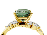 Yellow gold Fancy Green Princess  Solitaire Marquise Twist Band with Six-Prong Setting_4