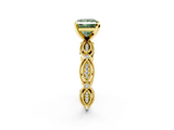 Yellow gold Fancy Green Princess  Solitaire Milgrain Diamond Engagement Ring with Bezel and Marquise Band_2