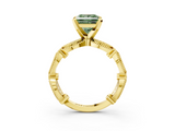 Yellow gold Fancy Green Princess  Solitaire Milgrain Diamond Engagement Ring with Bezel and Marquise Band_3