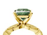 Yellow gold Fancy Green Princess  Solitaire Milgrain Diamond Engagement Ring with Bezel and Marquise Band_4