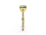 Yellow gold Fancy Green Princess  Solitaire Pavé Band Prong Setting Ring_2