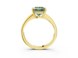 Yellow gold Fancy Green Princess  Solitaire Pavé Band Prong Setting Ring_3