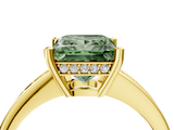 Yellow gold Fancy Green Princess  Solitaire Pavé Band Prong Setting Ring_4