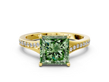 Yellow gold Fancy Green Princess  Solitaire Pavé Band with Four-Prong Setting_17