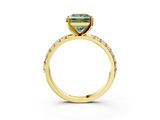 Yellow gold Fancy Green Princess  Solitaire Pavé Band with Four-Prong Setting_3