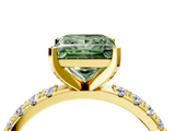 Yellow gold Fancy Green Princess  Solitaire Pavé Band with Four-Prong Setting_4