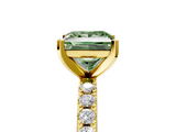 Yellow gold Fancy Green Princess  Solitaire Pavé Band with Four-Prong Setting_5