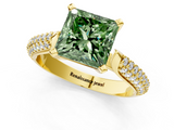 Yellow gold Fancy Green Princess  Solitaire Pavé Diamond Engagement Ring with Four-Prong Setting_1