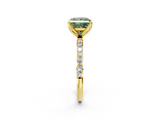 Yellow gold Fancy Green Princess  Solitaire Pavé Diamond Engagement Ring with Four-Prong Setting_2