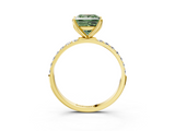 Yellow gold Fancy Green Princess  Solitaire Pavé Diamond Engagement Ring with Four-Prong Setting_3
