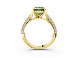 Yellow gold Fancy Green Princess  Solitaire Pavé Diamond Engagement Ring with Four-Prong Setting_3